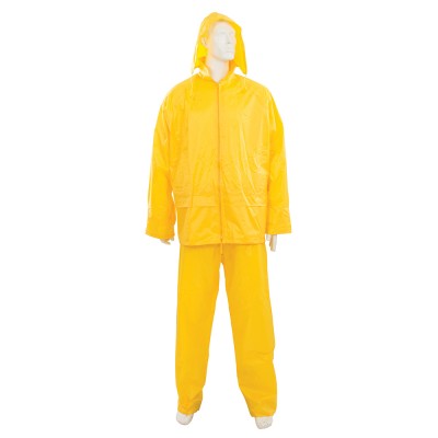 Silverline Yellow Rain Jacket Trousers PVC Waterproofs Medium 30W 245058