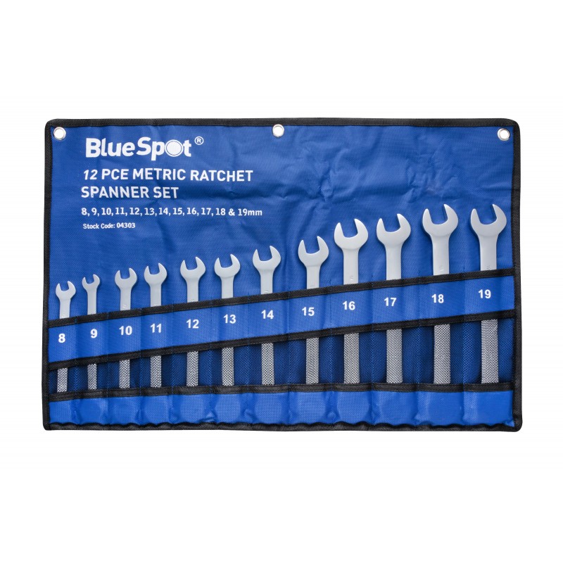 Blue Spot Tools 12 Piece Metric Ratchet Combination Spanner Set 04303 Bluespot Sealants And 