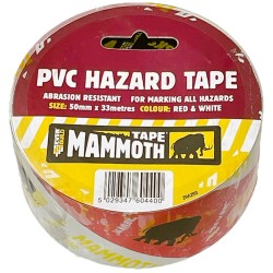 Mammoth PVC Hazard Self Adhesive Warning Tape Red White 50mm 2HAZRD 488638