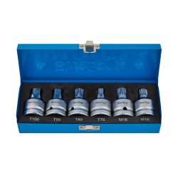 Blue Spot Tools 6 Piece 3/4 Inch Drive Torx and Spline Bit Sockets T70 to T100 M16 M18 01608 Bluespot