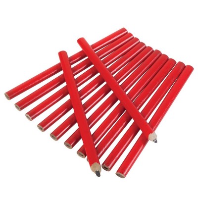  10 Pack Carpenter Pencils Red Flat Construction