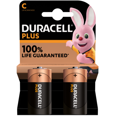 DURACELL Plus C + 100% Extra Life Battery 2 Pack S18711
