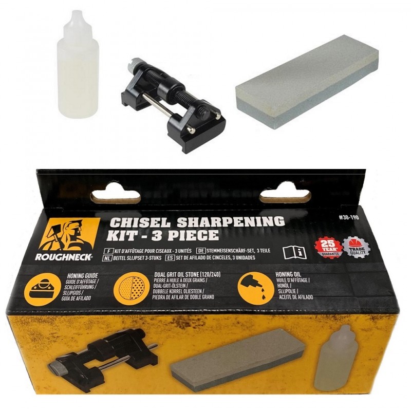 Roughneck Oil Chisel Sharpening Kit 3 Pcs - Screwfix